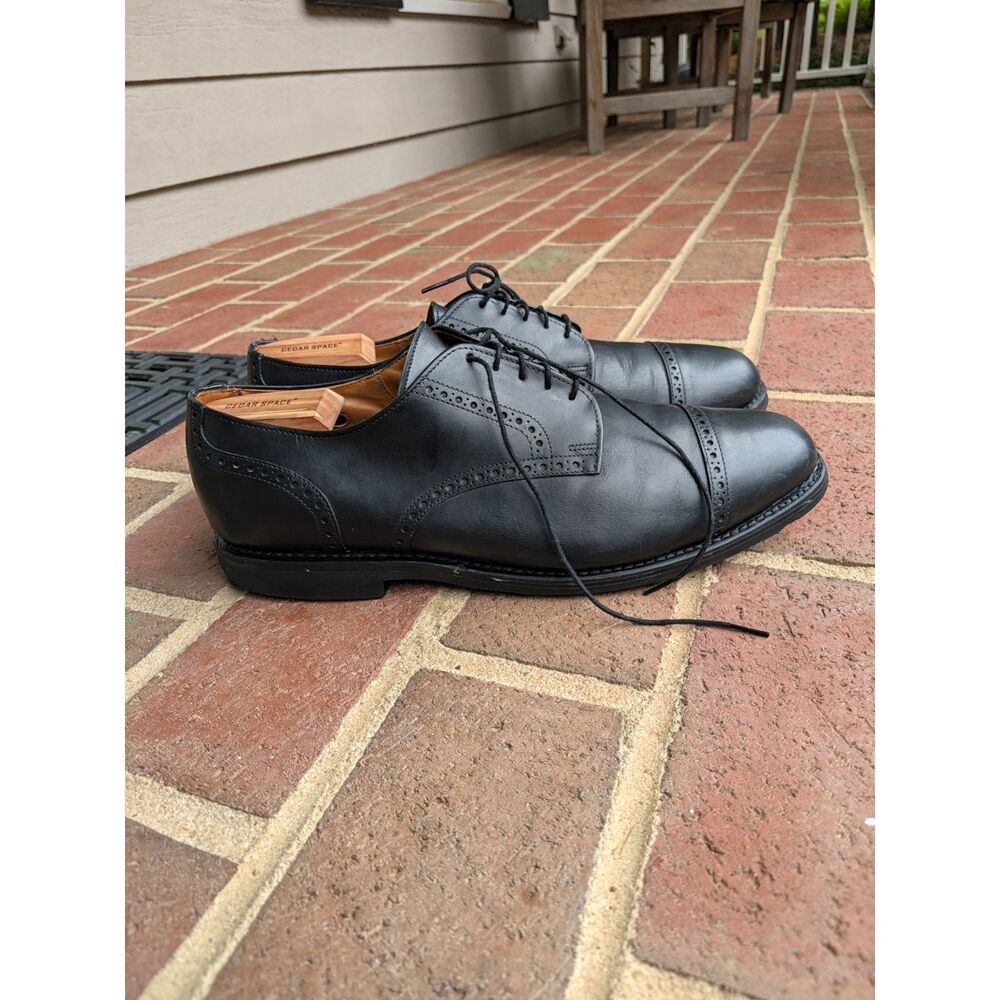 Allen Edmonds Benton 3408 Black Leather Cap Toe Brogue Vibram Sole Men's 13 D